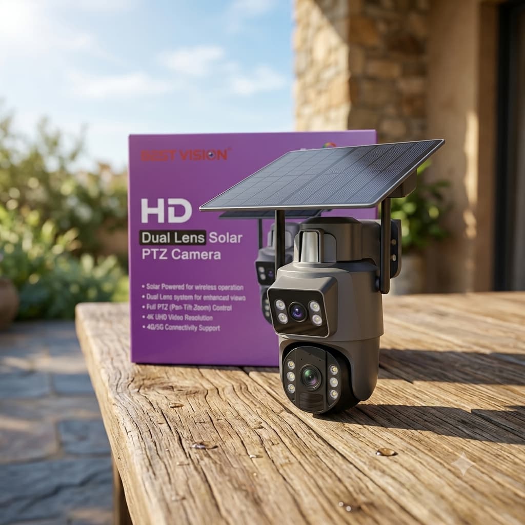 Best Vision 4K 4G/5G Dual Lens Solar Powered CCTV Camera (PTZ Outdoor Security)